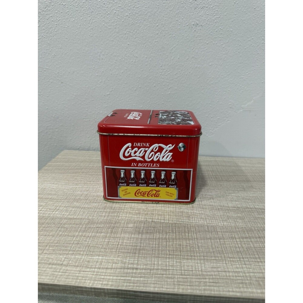 Vintage 2000 Coca Cola Ice Cold Picnic Cooler Shaped Metal Tin Box Collectible